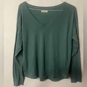 Madewell Teal V-Neck Long Sleeve Basic Top Size Medium